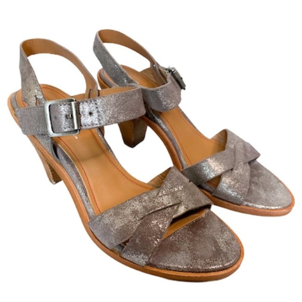 Trask 3” Heel Leather Sandals Summer Metallic Pewter size 6